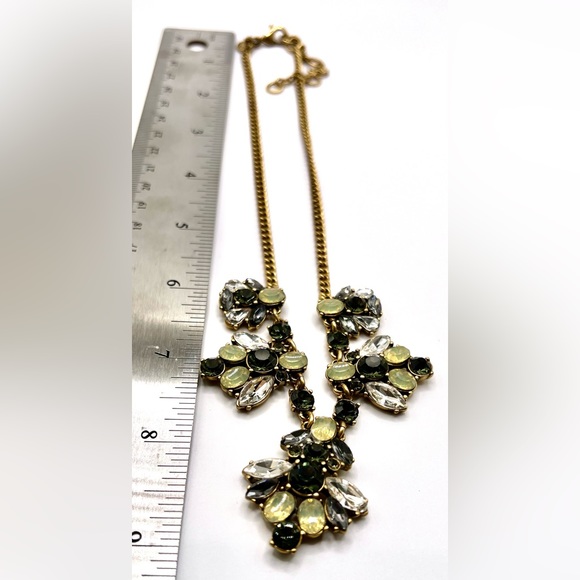 J. Crew Faceted Yellow , Smoky Topaz & Clear Faceted Rhinestone Necklace - Picture 3 of 6
